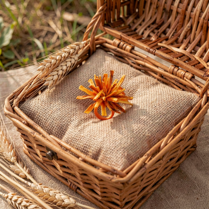 Bague KAÏRA Pompon toute Carotte Orange Stabilisé
