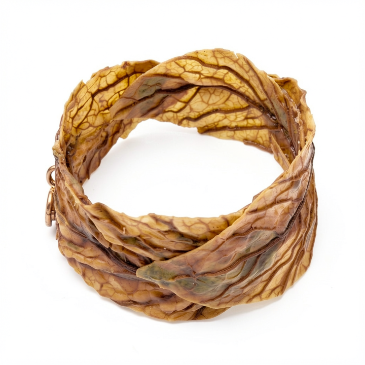 Bracelet KIMI Manchette Feuille de Chou vert frisé Vieilli Stabilisé
