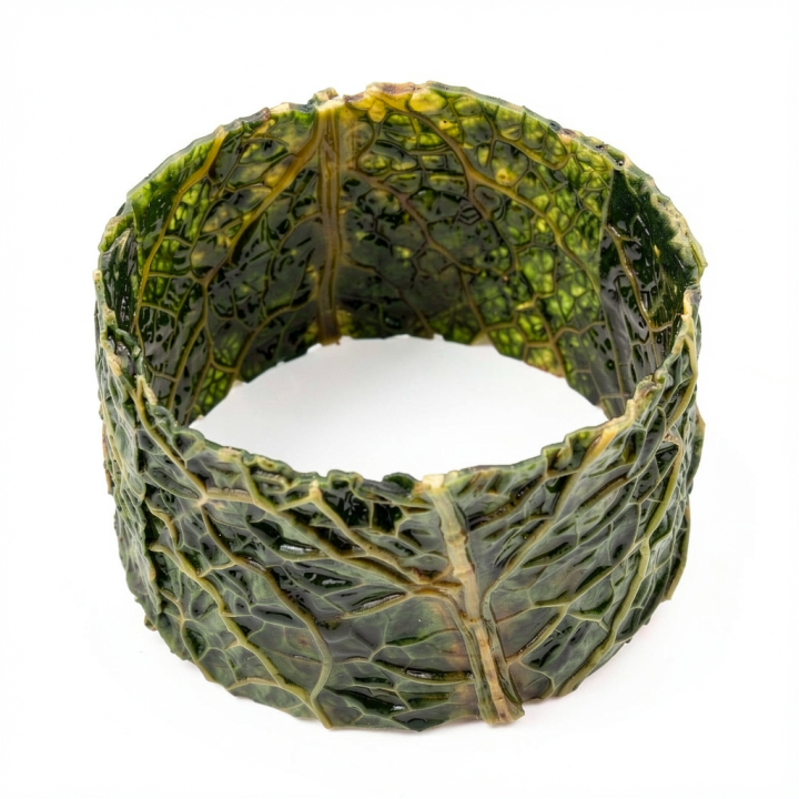 Bracelet Manchette SANCTUAIRE DE GAÏA Chou vert Frisé Stabilisé