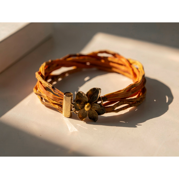 Bracelet SOLANDRA Lanières de Carotte orange Stabilisé Aimanté Unisexe