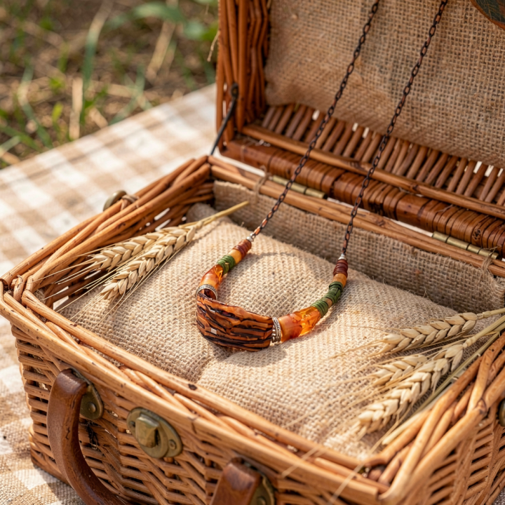 Collier Girafe ANAYA Ras-de-cou aimanté en Carotte bi couleur Orange et Prune Stabilisé