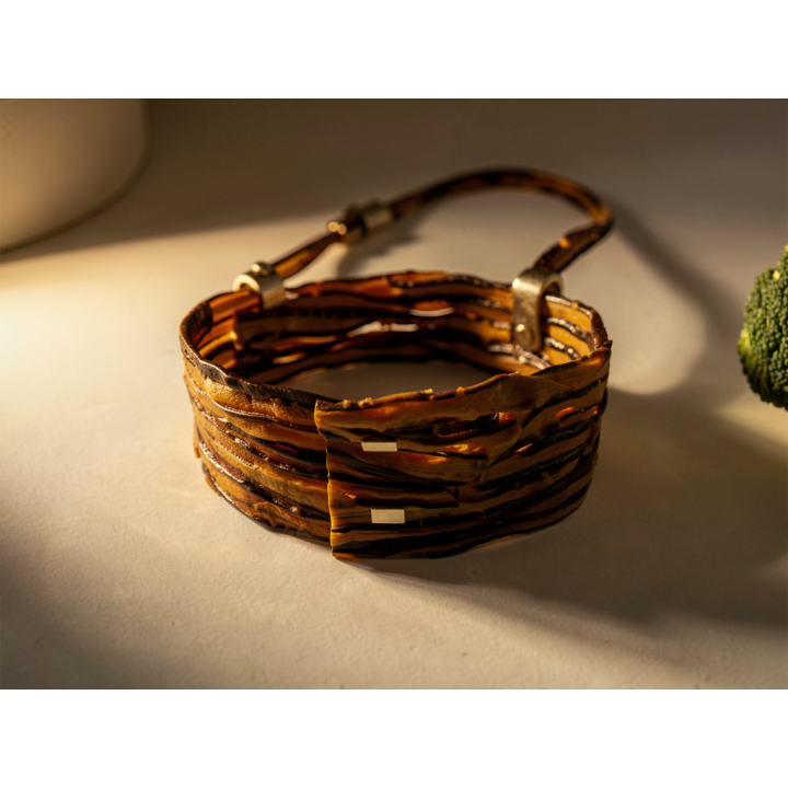 Collier Girafe ANAYA Ras-de-cou aimanté en Carotte bi couleur Orange et Prune Stabilisé