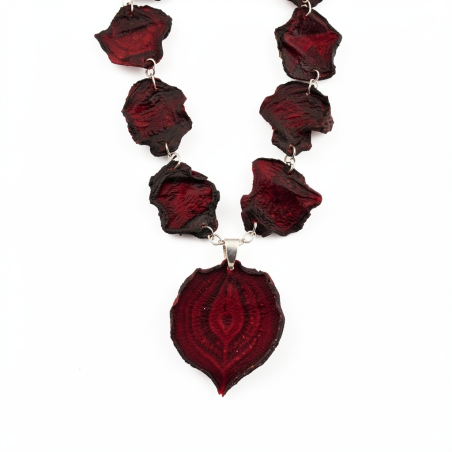 Collier KIMEYA 2 en 1 Ras-de-cou et boucle d'oreille Chips de Betterave rouge Stabilisé et ses anneaux