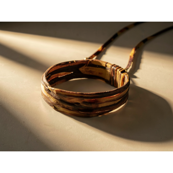 Collier Ras-de-cou NIRAYA Aimanté en Carotte bi couleurs Prune et jaune Stabilisé
