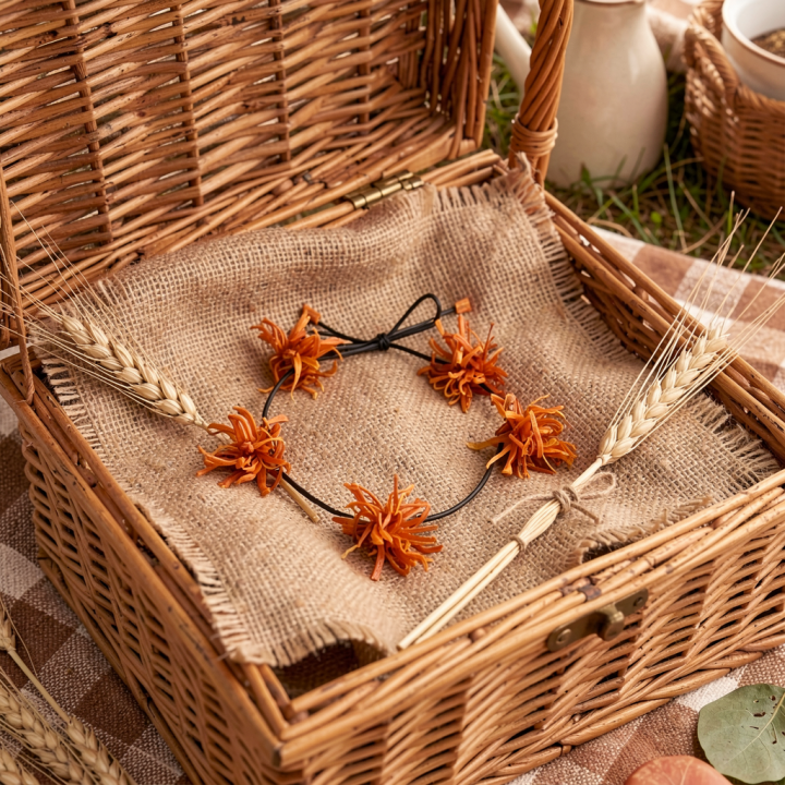 Couronne RAFIKI Pompon de Carotte orange Stabilisé