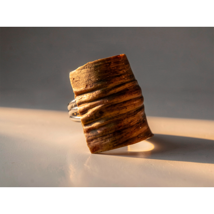 Bague MALIA rectangle Pastille Artichaut Vieilli Stabilisé