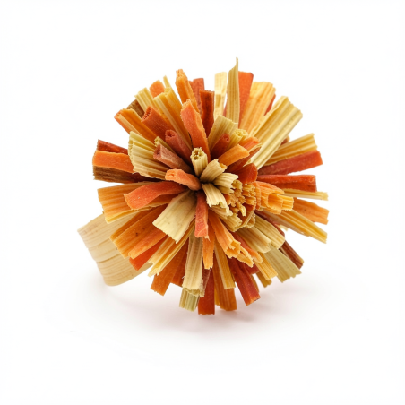 Bague TAWENA pompon carotte et feuille de Maïs Stabilisé