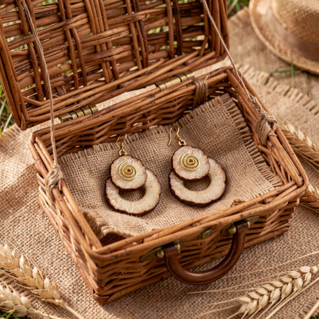 Boucle d'oreille ANAYA rondelle de Manioc Stabilisé