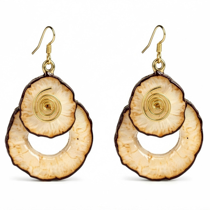Boucle d'oreille ANAYA rondelle de Manioc Stabilisé