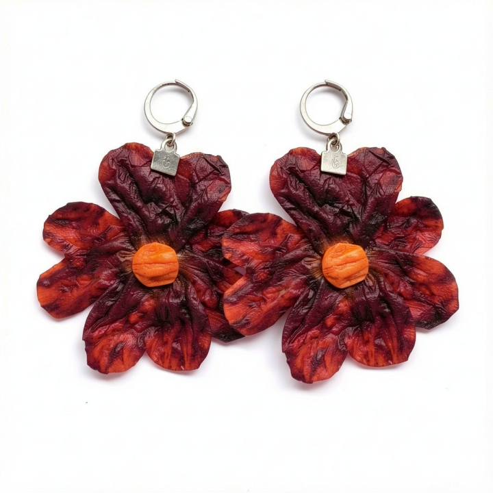 Boucle d'oreille KALINDA Betterave rouge et Carotte orange Stabilisés