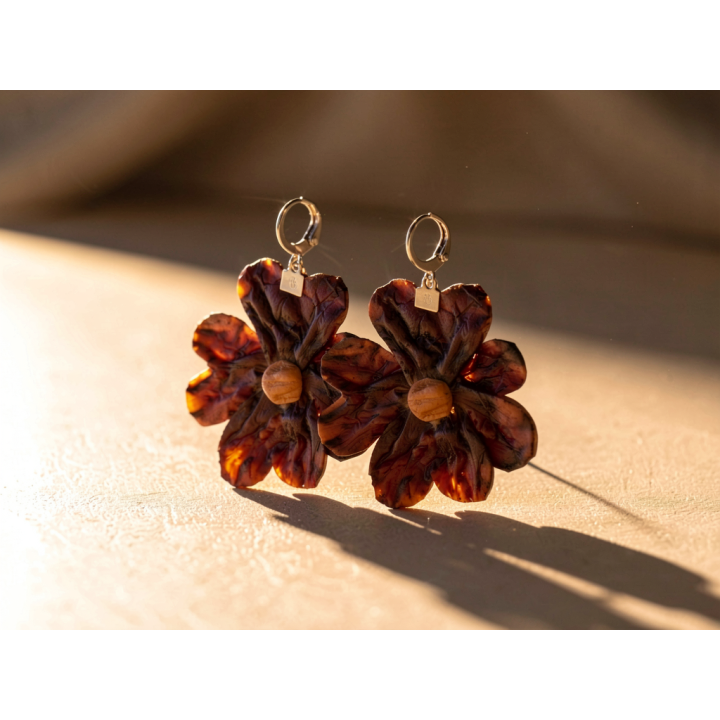 Boucle d'oreille KALINDA Betterave rouge et Carotte orange Stabilisés