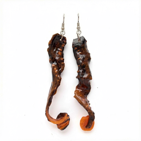 Boucle d'oreille KIONA Carotte bi couleur Orange et prune Stabilisé
