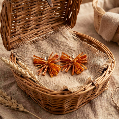 Boucle d'oreille ODAKOTAH Pompon Carotte orange Stabilisé