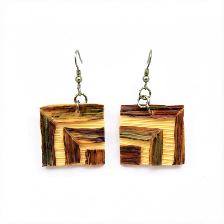 Boucles d'oreilles ELOA Feuilles de Maïs et ses pieds d'artichauts Stabilisés