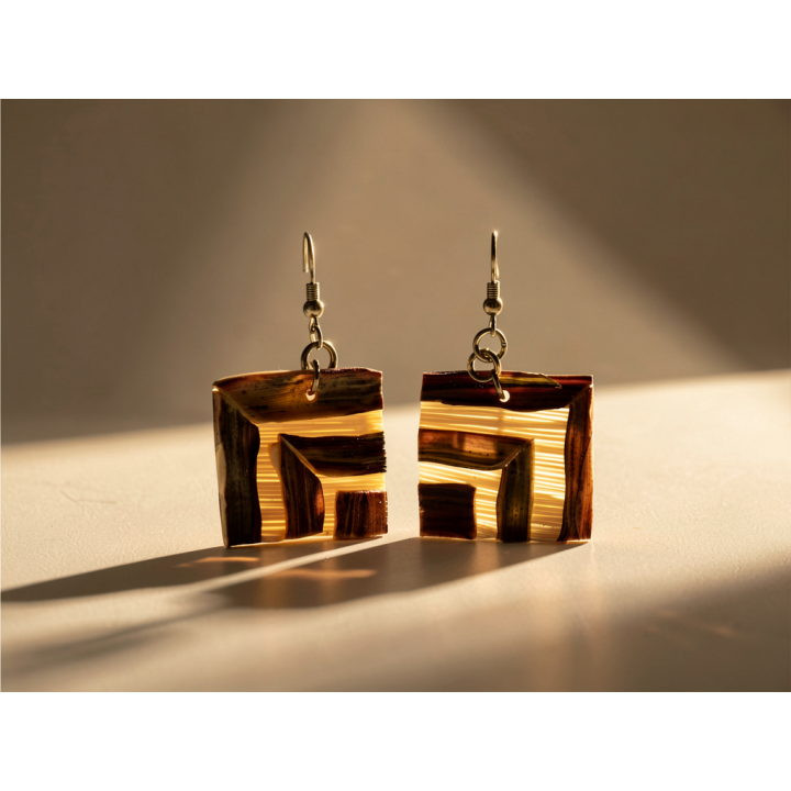 Boucles d'oreilles ELOA Feuilles de Maïs et ses pieds d'artichauts Stabilisés
