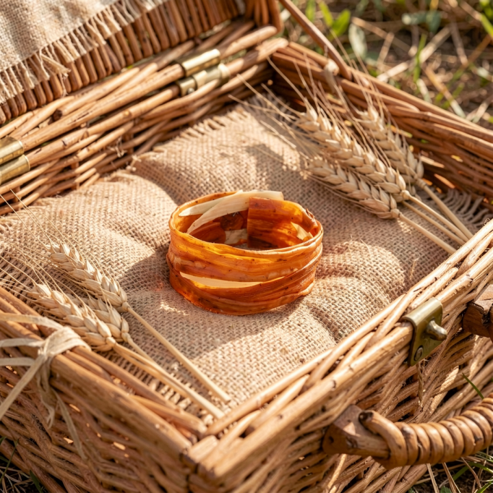 Bracelet ASHAÉ Manchette Aimanté Carotte orange et blanc de poireau Stabilisés