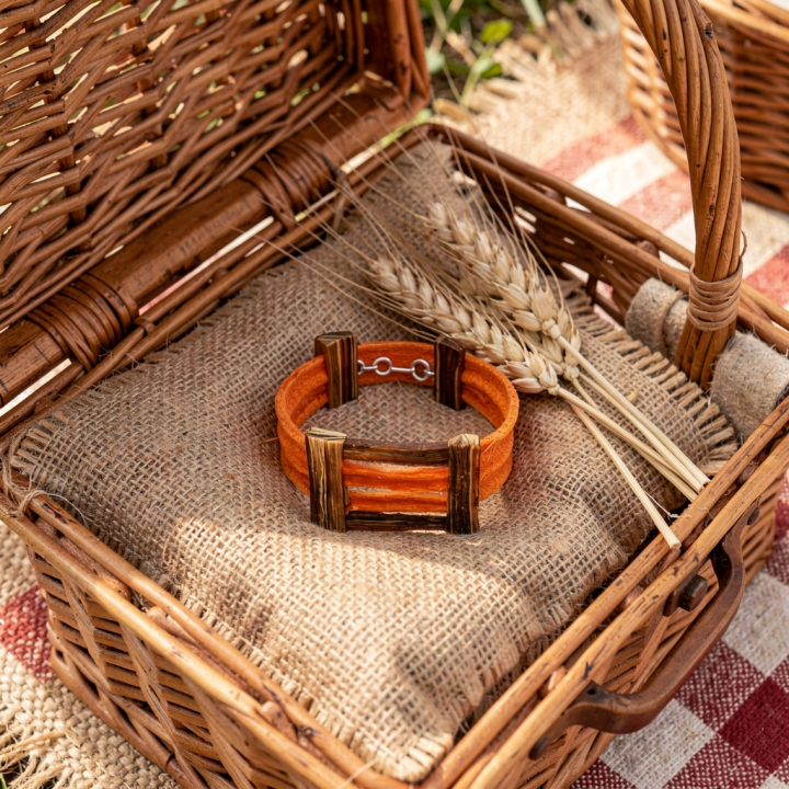 Bracelet CHEYENNE Carotte orange et Son Cadre en pied D'artichaut Stabilisés