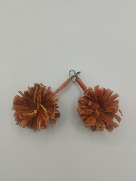 Boucle d'oreille METISSE pompon, Carotte Arc en Ciel stabilisé