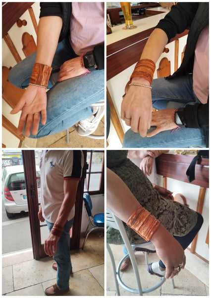 Bracelet manchette CHEROKEES unisexe aimanté en Carotte sable stabilisé