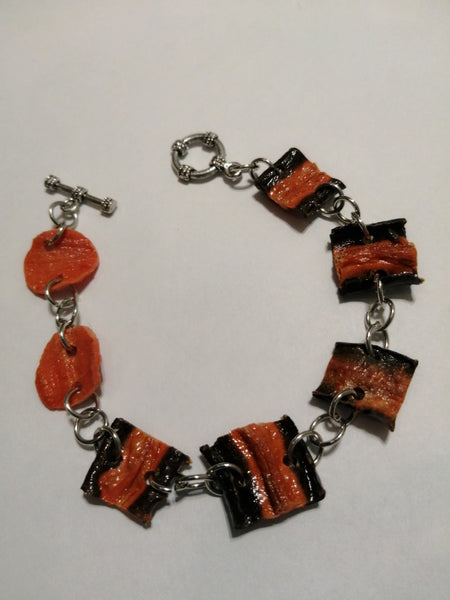Bracelet Perle Carotte Bicouleur et orange et sa chaîne